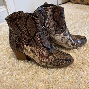 Snakeskin booties